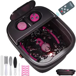 Collapsible Foot Bath, Foot  Bath  with Heat, Bubble, Remote Control, Temperature Control, 3 Pedicure Attachments,  Soaking Tub for