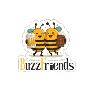 Buzz Beer Friends Die-Cut Stickers, Bee and Beer Sticker, Fun Stickers for Friends, Cute Sticker Set, Honey Bee Stickers