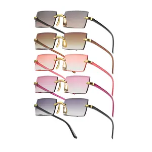 5pcs Rectangular Frameless Gradient Color Fashion Glasses Simple Chic Design for Women Outdoor Party Beach Accessories Bright Spring Summer Shades Sunglasses Set