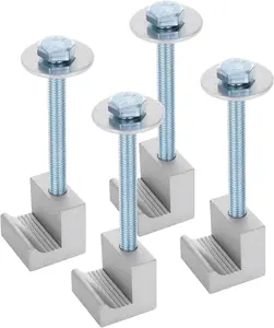 B BRAZIFY Truck Tool Box Mounting Kit for Pickup Truck Bed Toolbox Mount Tie Downs, Universal Aluminum Mounting Clamps Comes With Fastening Nuts J-Hooks Crossover Fixed Accessories (4 PCS, Silver)