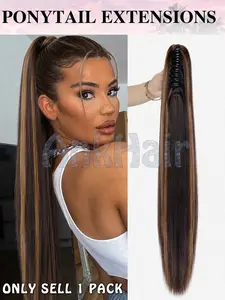 Claw Shaped Ponytail Wig Piece 21 Inch, with Straight Hair, Clip Style, Synthetic Hair for Women's Parties and Daily Use, Synthetic Hairpieces