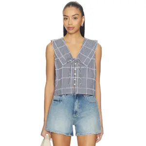 Free People Waiting For Me Top in Navy Combo