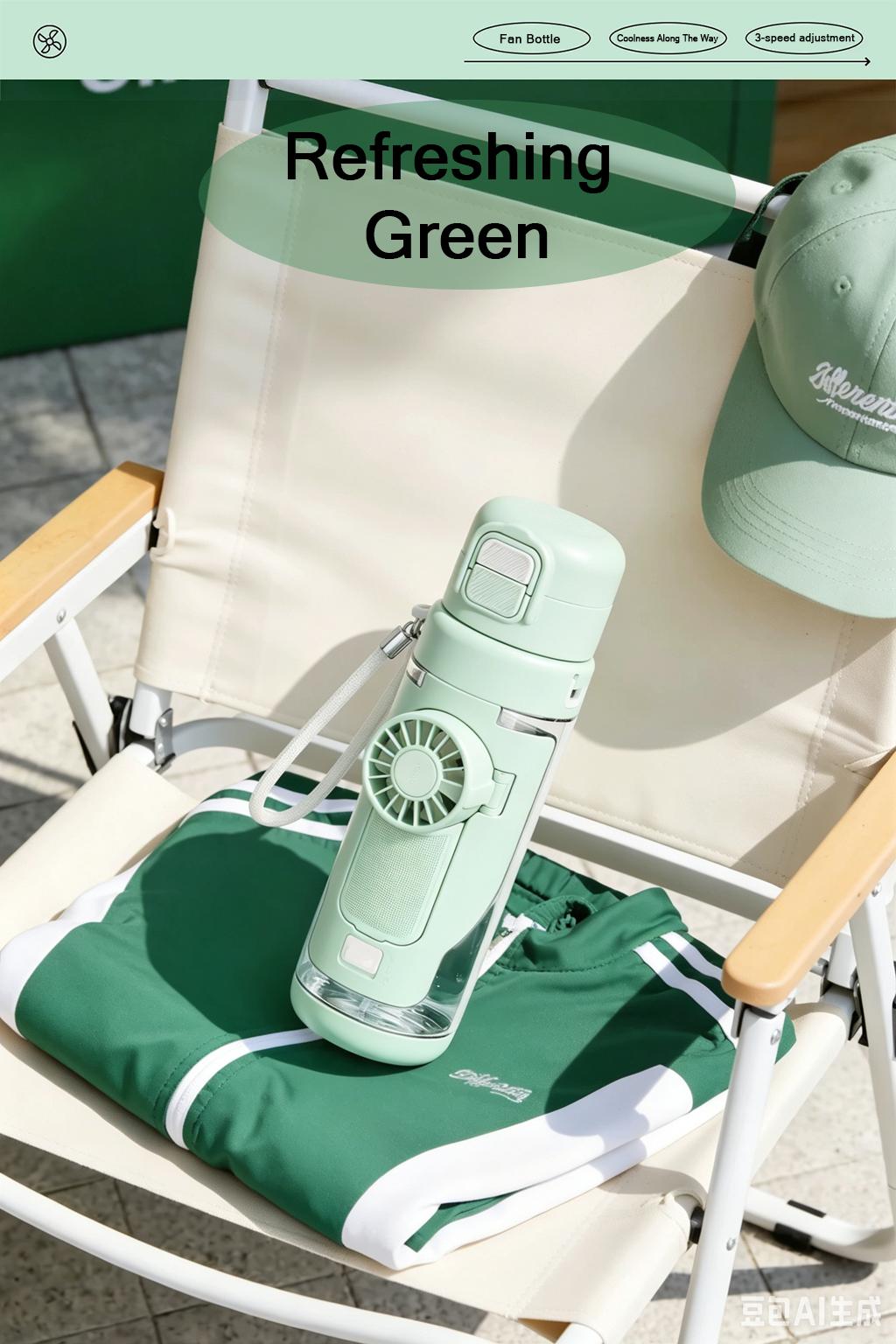 2-in-1 Water Bottle with Built-In Foldable Fan, Portable Dual-Drinking Cooling Water Bottle with Fan 3 Speeds USB, 3 Speeds Adjustable for Outdoors Sports