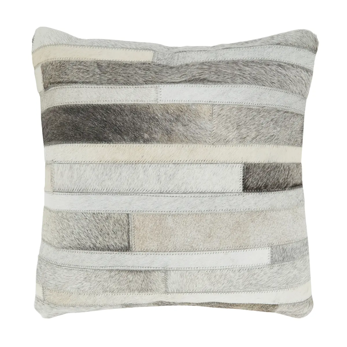 Saro 7720.GY18SP Soft Refined Luxury 18 in. Leather Hide Square Throw Pillow - Hair on Leather, Poly Filling, Gray