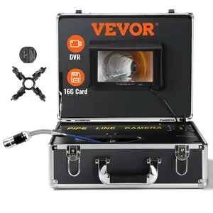 VEVOR Sewer Camera,  , 100 ft/30 m, 7" Screen Pipeline Inspection Camera with DVR Function, Waterproof IP68 Camera, 12 pcs Adjustable LEDs, with a 16 GB SD Card for Sewer Line, Duct Drain Pipe Plumbing