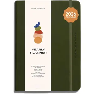 Anecdote 2026 Planner: 52 Week Daily Planner, Yearly, Monthly & Weekly Workflow for Planning Your Success - Vegan Leather Hardcover, Start Anytime & Achieve your Goals - Olive Green