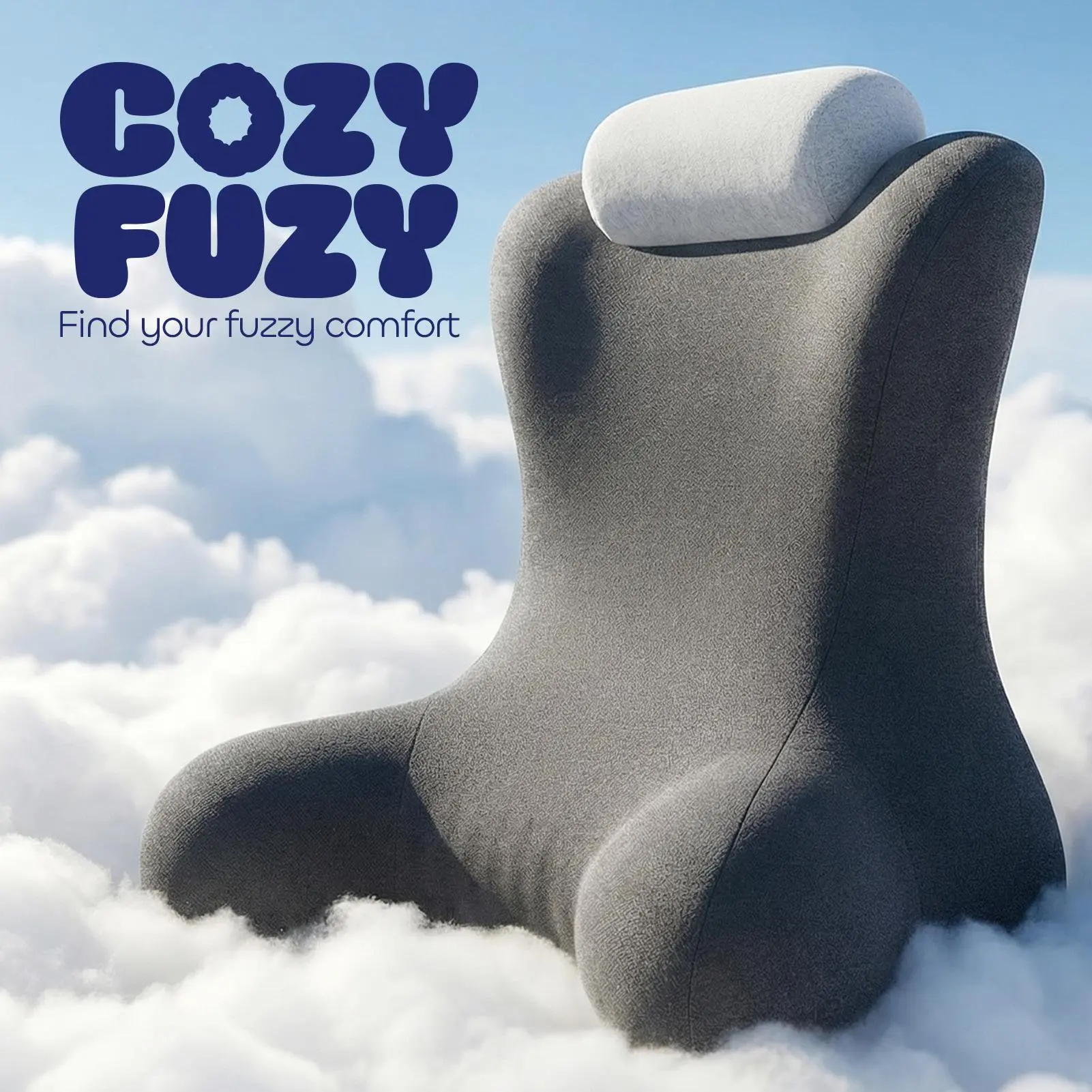 CozyFuzy Ergonomic 22" Large Shredded Memory Foam Reading Pillow with Arms, Neck Support - Comfortable for Gaming, Nursing - Ideal for Adults