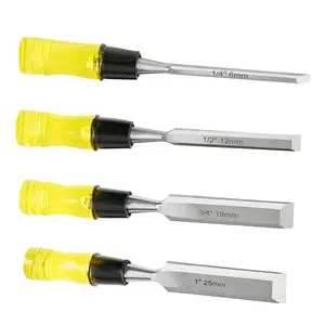 4-Piece Wood Chisel Set, High Carbon Steel Blades, Ergonomic Soft Grip Handles, Sharp Professional Woodworking Tools for Mortise, Carving, DIY & Furniture Repair