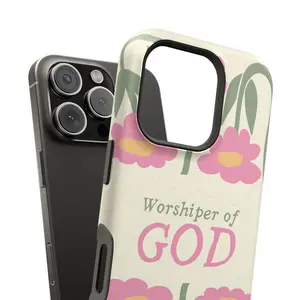 Floral Worshiper of God Design Impact-Resistant Soft Phone Case Durable Polycarbonate Plastic with TPU Liner Ideal Gift for Believers Faith-Inspired Accessories for Adults Protection Wireless Charging Compatible