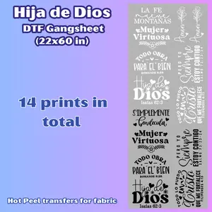 G55 Hija de Dios DTF Gangsheet transfers for shirts (14 images)
