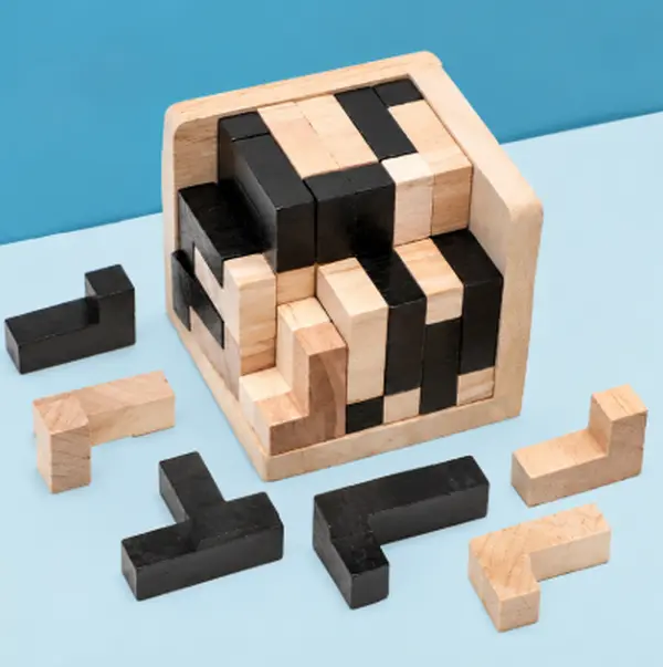 54pcs Wooden Brain Teaser Puzzle Cube