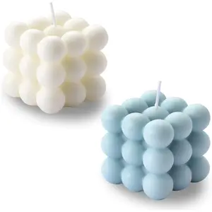 2 Pieces Bubble Cube Soy Wax Scented Candle Set for Home Decor Home Use and Gifting