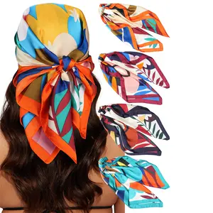 4PCS/Set 27.5In Satin Head Scarf Silk Like Hair Kerchief for Women Lightweight Hair Bandanas Head Scarves Neck Scarves Hair Wrap Hair Band Headscarf Hair Accessories