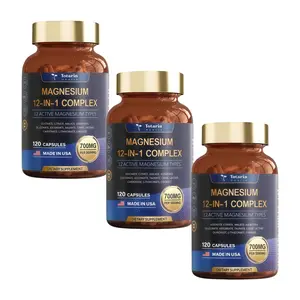 3P-Totaria 12-in-1 Magnesium Complex 700mg - Supplement with Glycinate Citrate Malate Oxide Taurate Aspartate Orotate, Vegan Capsules for Muscle, Heart, and Relaxation Support Dietary Vitamin Calcium Fitness Bathroom Edible