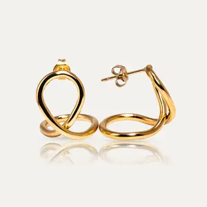 MIA - 18k Gold-Plated Organic Shape Earrings | Fluid & Elegant Design in Gold or Silver