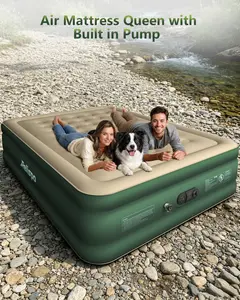 Air Mattress Queen with Built in Pump, Upgraded Full-Wrap Pongee Inflatable Blow Up Mattress with 1100 LB Capacity, Dual-Side Puncture-Proof & Leak-Proof, 18" Air Bed for Home Camping Guests