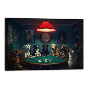 Funny Dogs Playing Poker Poster for Bedroom Aesthetic Canvas Wall Art Living Room Posters Painting Picture Print Modern Family Decor Artist Bathroom Poster