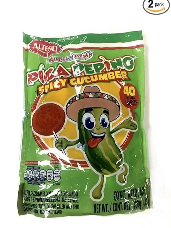 Alteno Super Cucumber with Chili Lollipop Candy Set - 40 Pieces per Set, Pack of 2