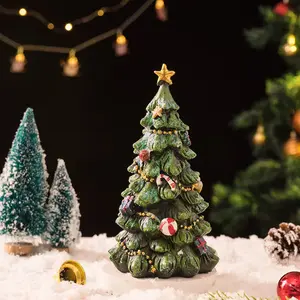 Hand-Painted Resin Christmas Tree Figurine, 11 Inch Decoration, Perfect for Holiday Parties & Home Decor, Standing Ornament