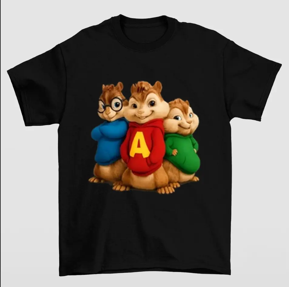 Alvin And The Chipmunks Merch Shirt Cartoon Graphic Tee Featuring Classic Animated Characters, Vintage Style Streetwear