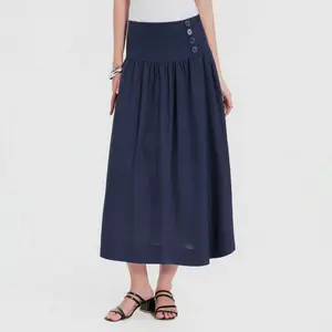 Women's Mid-Rise Side Button Placket Skirt - A New Day