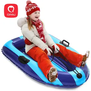 QPAU Inflatable Snow Sled Heavy Duty Snow Tube with Reinforced Handles for Kids and Adults 48.5 Inch Winter Toys Gifts Toboggan for Family Outdoor Sledding
