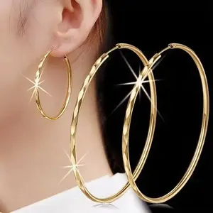 vintage hoop earring 18K Golden Plated Pair - City Wall Texture Round Earrings | Hypoallergenic, Non-Fade, Elegant & Minimalist Style,With Free Gift