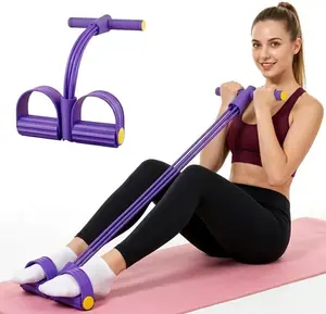 Foot Pedal Resistance Band — 4-tube foot pedal resistance band with gentle tension that’s better than 6-tube bands for absolute fitness beginners; non-slip full-body strength training equipment; portable for home, office, travel, and gym.