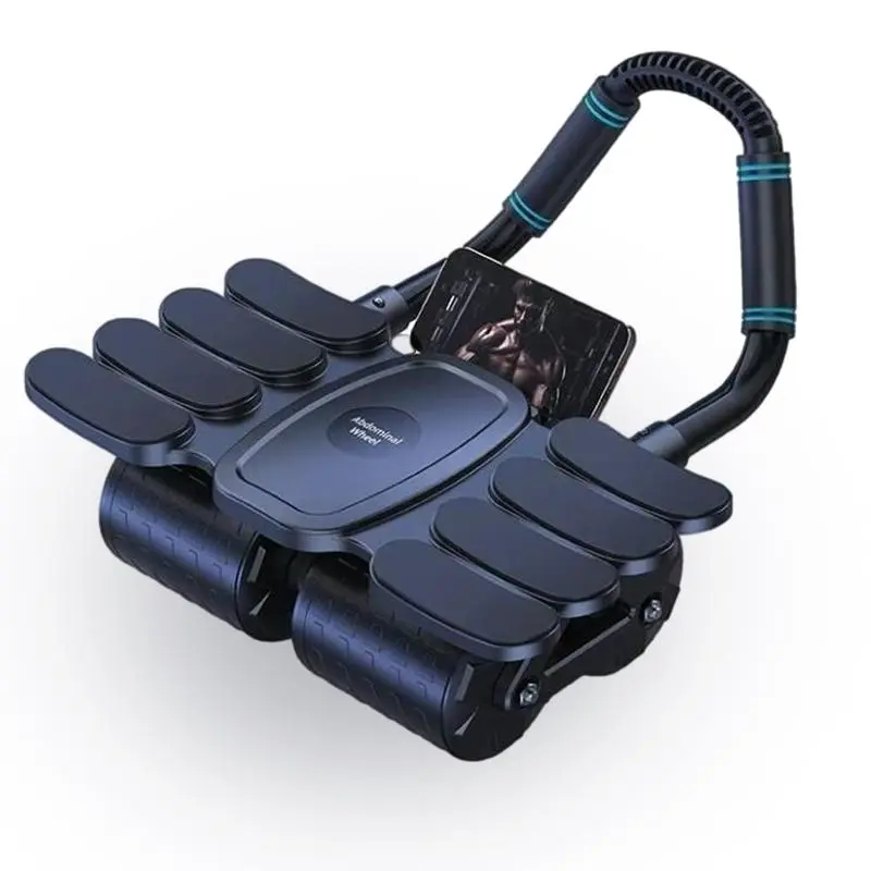 Automatic Rebound 4-Wheel Stable Design Ab Roller Core Trainer - 100kg Load Capacity, Elbow Steady Support, Built-In Phone Holder, Compact Space-Saving Design, Knee Mat, Unisex Home Fitness Equipment for Core Workouts