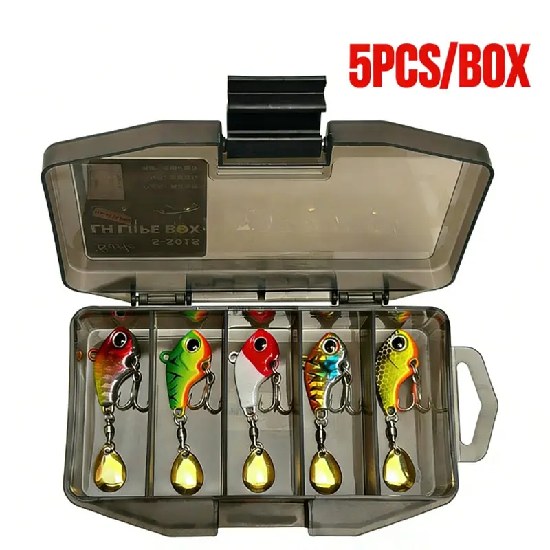 Metal Vibration Lure Set, Winter Fishing Hard Bait, Rotating Spoon Lure, Metal Clip, Freshwater Sinking Fishbait, Saltwater Compatible, Fishing Supplies