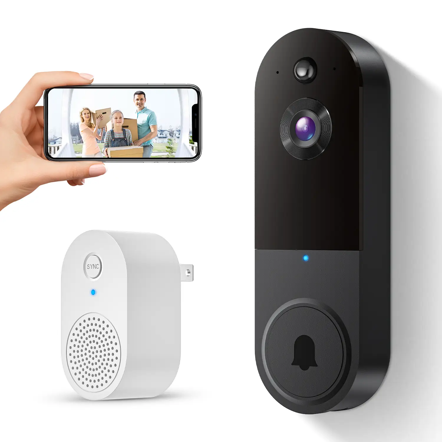 1080p Doorbell Camera Wireless, Smart Video Cam with Chime, AI Human Detection, Two Way Audio, Live View, Night Vision, 2.4G WiFi Only, Cloud Storage,