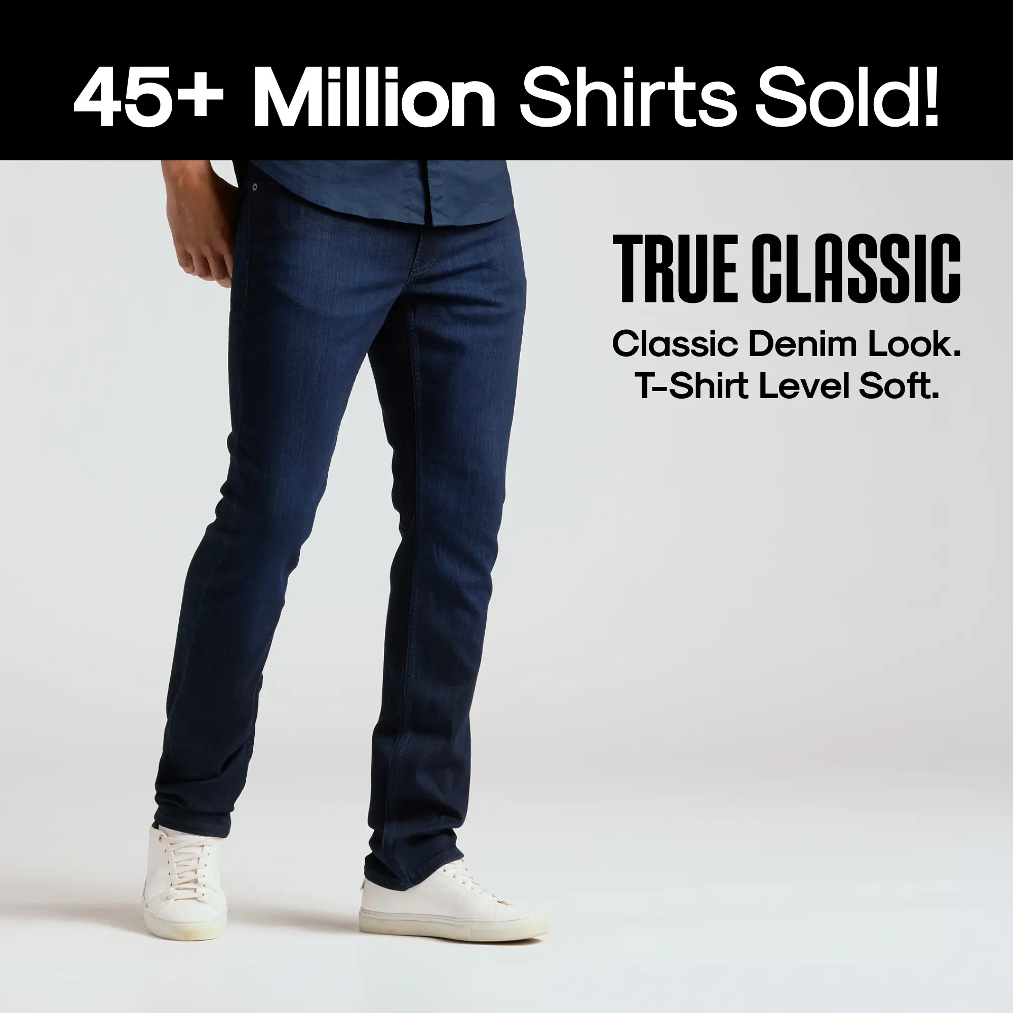 True Classic Men’s Straight Fit Jeans – Soft 4-Way Stretch Denim, Relaxed Tapered Fit for Casual, Workwear, or Everyday Comfort