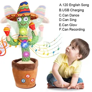 TikTok Viral Interactive Dancing Cactus Cat Toy, Repeats What You Say, Sings, Pet Supplies Accessory for Cats Musical Light Up Electronic Rattle