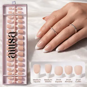 Aillsa Nude Base French Tip Press On Nails with Glossy or Matte Finish | Ready-to-Wear & DIY Options, Clean&Elegant Look for Dates, Events & Weddings
