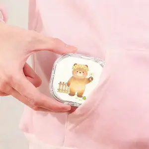 Bear with Fence Print Retainer Case, Garden Bear Orthodontic Aligner Holder, Portable Durable Case for Orthodontic Appliances