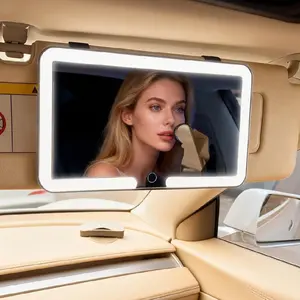 Car Visor Makeup Mirror with LED Touch Screen & Adjustable Brightness – HD Rechargeable Vanity Mirror, Girly Car Accessories for Women