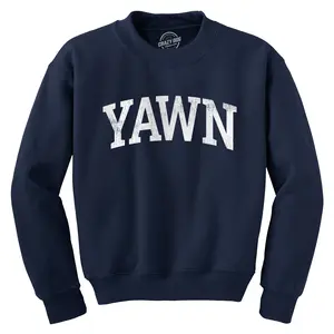 Yawn Crewneck Sweatshirt Funny Silly Sleepy Tired Exhaustion Joke Long Sleeve Sweater Funny Sweater Funny Sarcastic Long Sleeve Crew Novelty Sweatshirts for Men Navy -