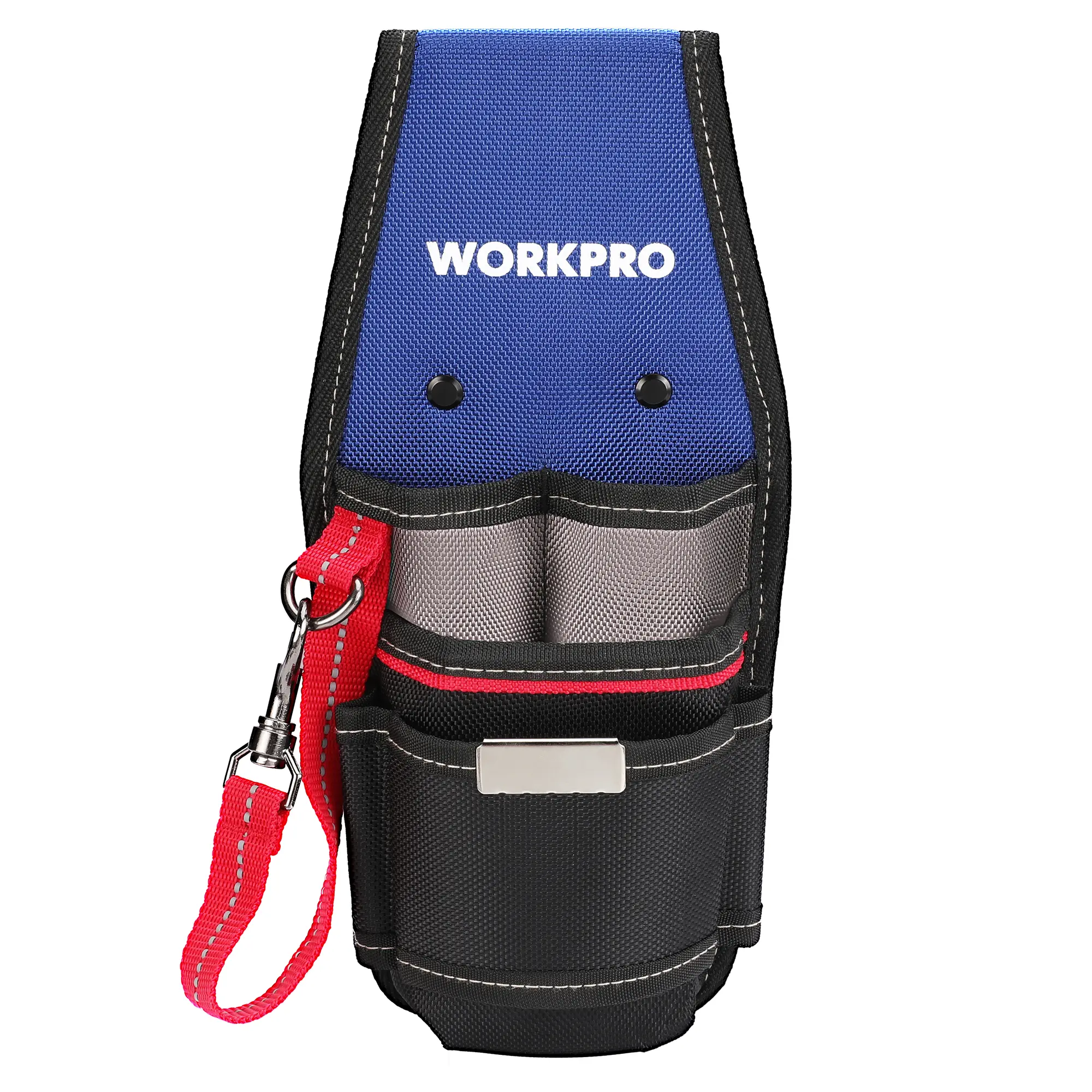 WORKPRO Small Electrician Tool Pouch, Compact Durable Tool Bag with Multiple Pockets, Heavy Duty Oxford Fabric, Comfortable Belt Loop, Zinc Alloy Hook, Perfect for Electricians, Technicians