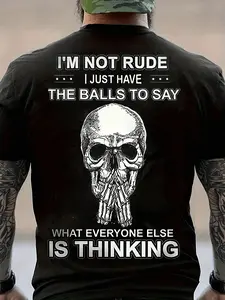 Fashionable Skull 3D Digital Pattern Printed Men's Graphic T-shirt -100% Cotton Regular Edition Short Sleeve, Breathable and Comfortable for All Seasons, Machine Washable for Daily and Casual Wear, Sports T-shirt |   Outdoor T-shirt |   Round Neck Cotton