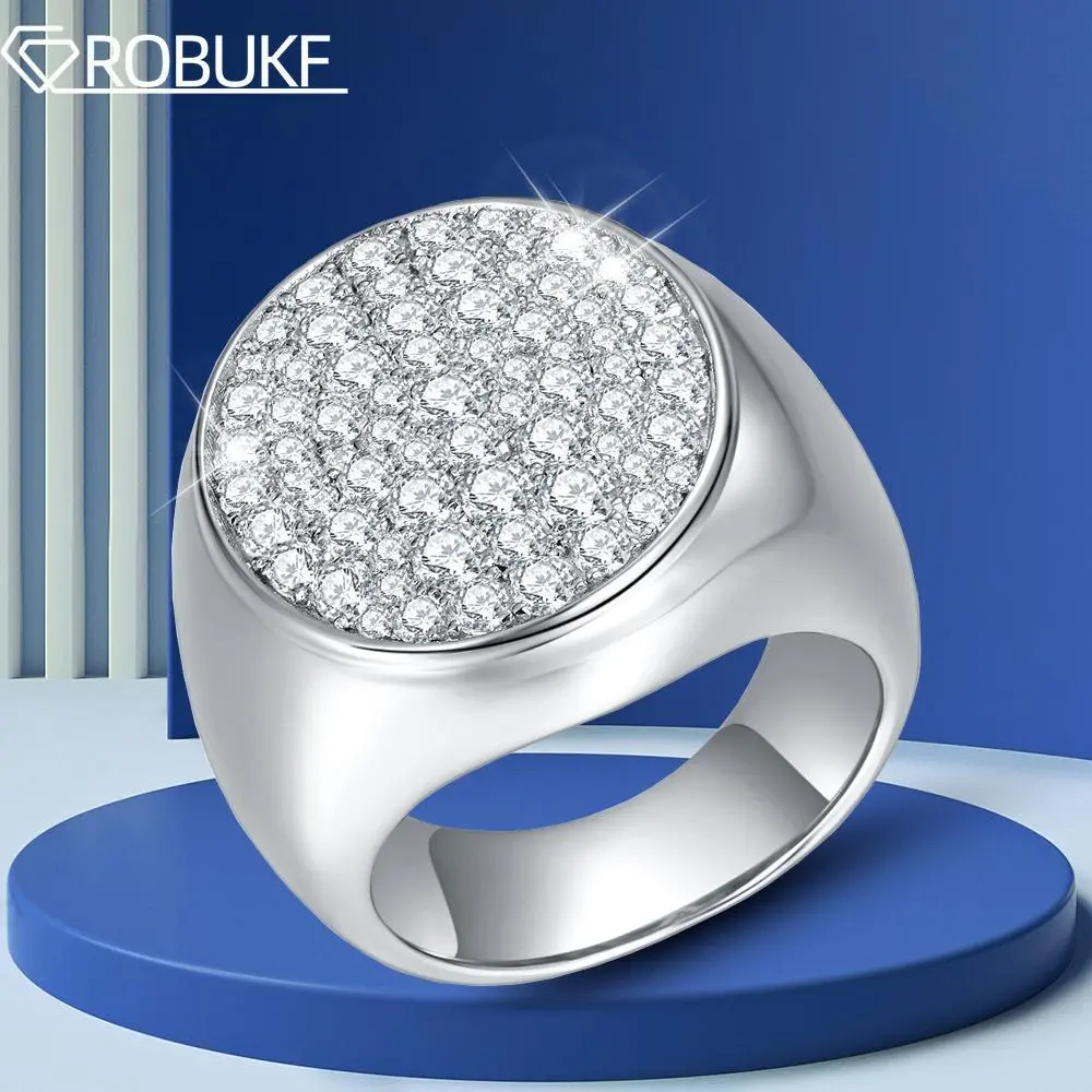 Luxury Full Diamond Moissanite Ring For Men D Color VVS1 With Certificate S925 Sterling Silver Hip Hop Party Rings Fine Jewelry