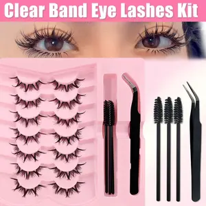 7 Pairs False Eyelashes, Small Devil Design, Transparent Comic Lashes, Cosplay, Reusable, Natural, Curling, Comfortable, Versatile, Makeup