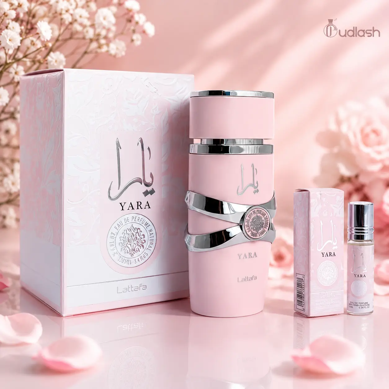 Lattafa Yara Women's Fragrance 2-Piece Multi-Pack - 3.4 fl oz Alcohol-Base EDP (100 ml) & 0.34 oz Yara Oil (10 ml) with Sweet, Vanilla, Powdery, Floral Fragrance Notes