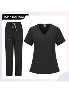 Pet Shop Beauty Hospital Doctor Scrubs V Neck Short Sleeve Long Pants Workwear Set