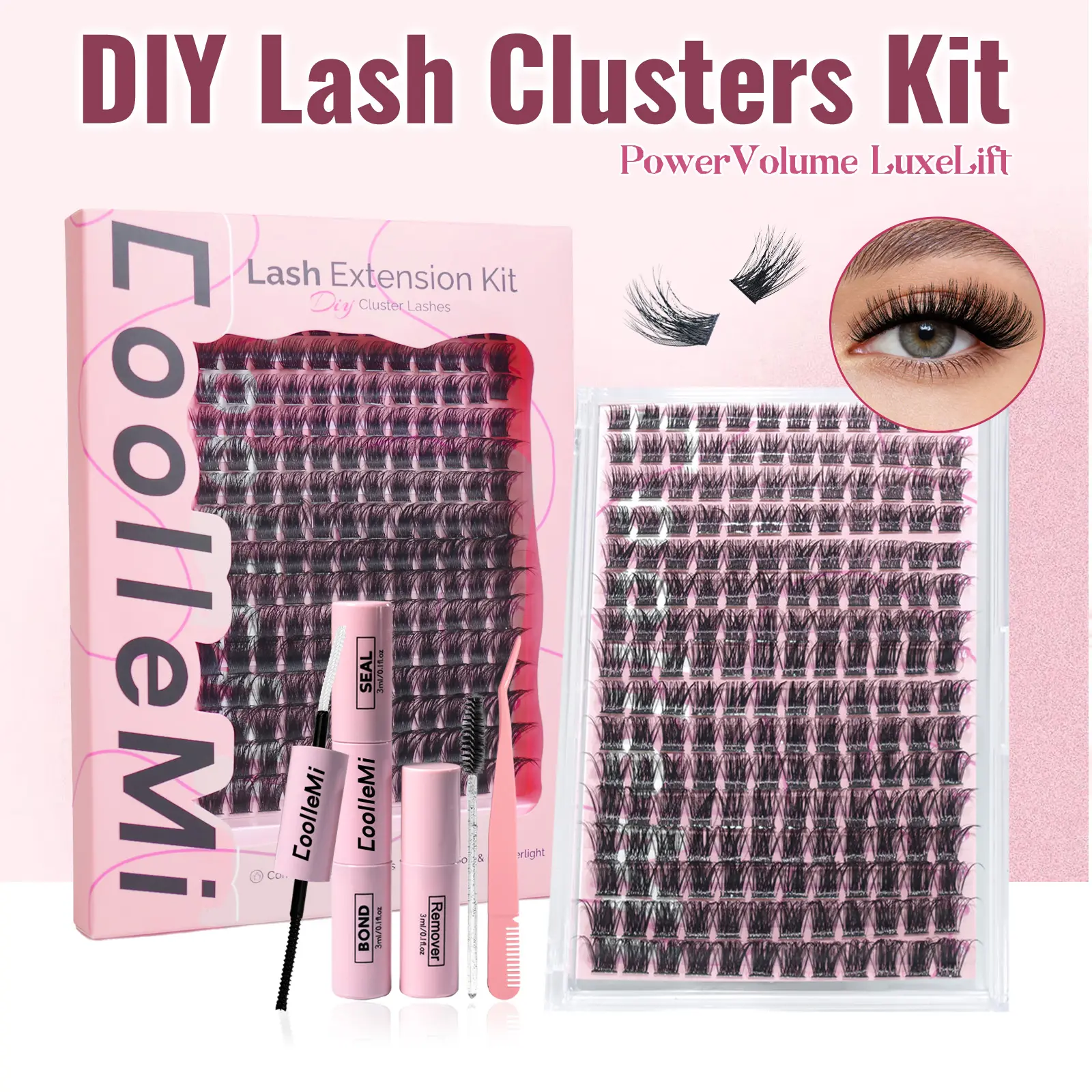 192PCS DIY Lash Clusters Kit | 10-18mm D Curl 0.07mm Fluffy Manga Eyelash Extensions | Individual Lashes with Waterproof Bond Seal Remover Tweezers | Professional At-Home Makeup #SummerVibes #GlobalPicks