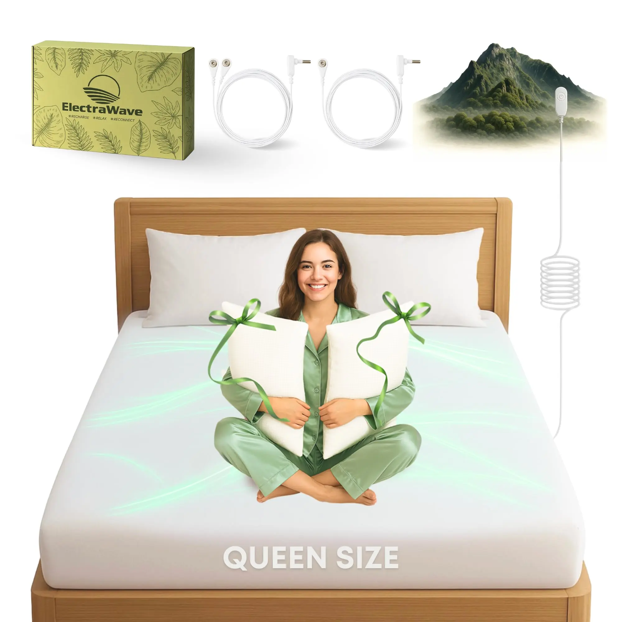 ELECTRAWAVE Premium Grounding Flat Sheet 108" x 102", King Grounding Pillowcases – 93% Organic Cotton, 7% Pure Silver Fiber, Earthing Sheet Sleep Support, EMF Reduction, Wellness Naturally