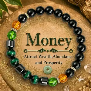Lucky Wealth Bracelet — Crafted from Natural Tiger's Eye and Obsidian — Crystal Jewelry for Attracting Wealth and Good Fortune