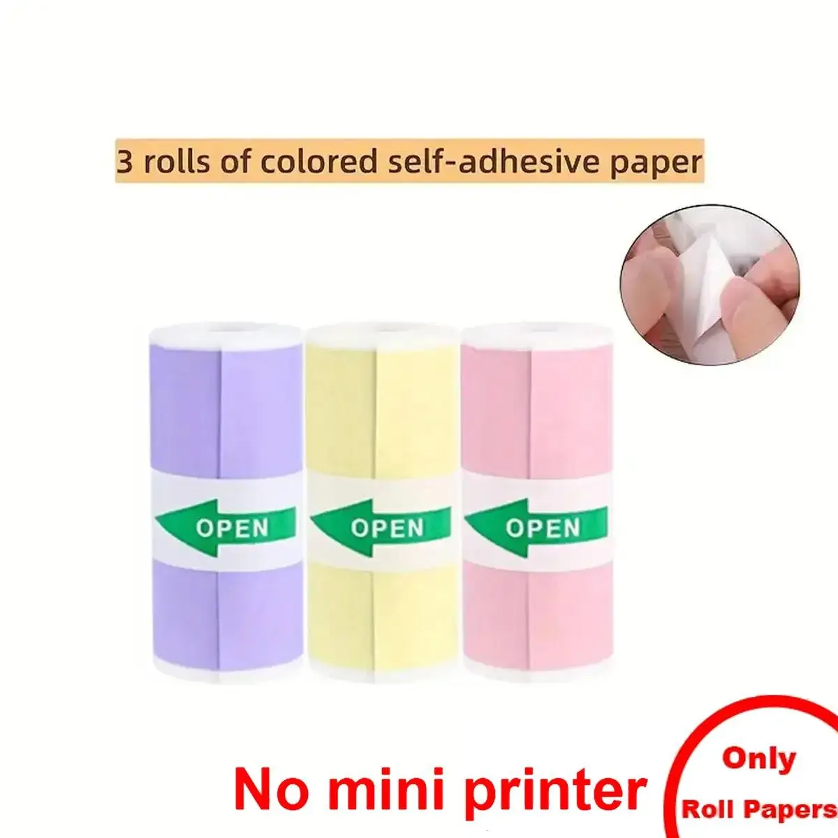 Thermal Sticker Paper for Pocket Inkless Printer, 3, 10 or 15 Rolls Self-Adhesive Printing Paper, Portable Mini Printer Paper for Photos, Notes, Study, DIY and Sticky Labels