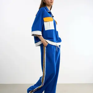 Women Black Minimalist Two-Tone Lounge Set, Jogger Set, Oversized Sweatshirt & Joggers, Chic Errand Fit Pants Womenswear Clothes Comfy Long Sleeve Winter Women's Plus Size Hooded Set Cozy Solid ed hardy outfit