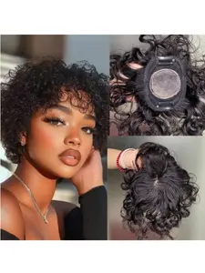 Curly Human Hair Topper, O-Shaped Clip-On Extensions, Lightweight & Breathable Design, Natural-Looking Style with Anti-Slip Clips
