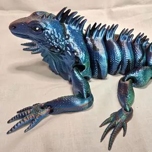Flexi Iguana 3D Printed Articulated Design 15 Inches Long Super Fun Fidget Toy for All Ages Sensory Display Piece